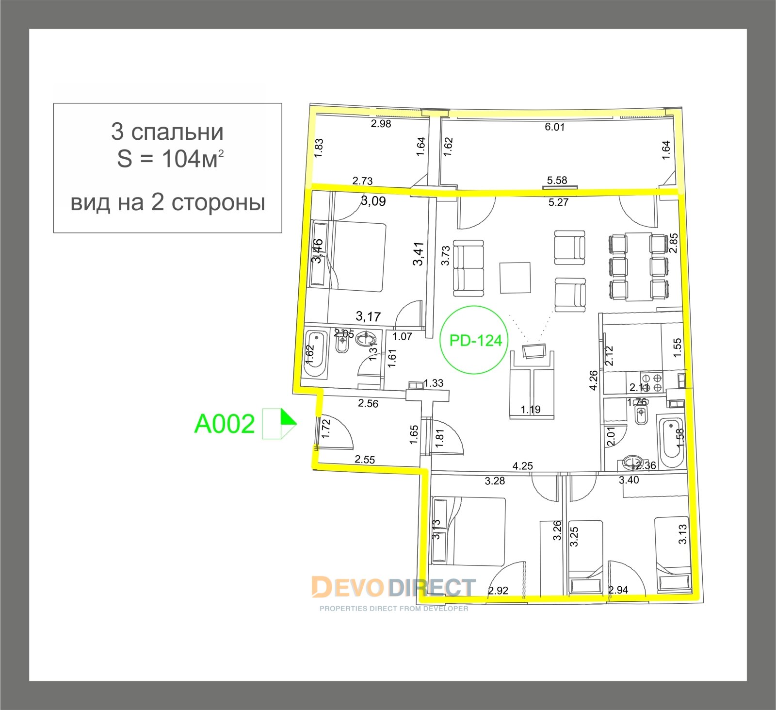 Meerblick 3-Schlafzimmer-Apartment zum Verkauf in Budva, Zavala