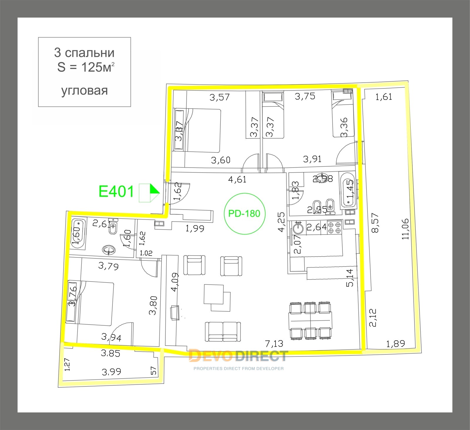 Luxus 3-Schlafzimmer-Apartment zum Verkauf in Budva, Zavala