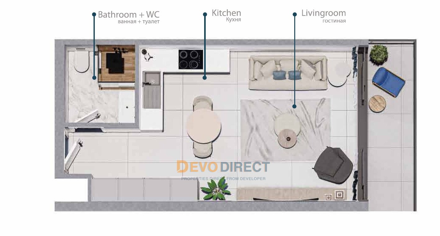 Studio-Apartment nahe dem Strand in Nordzypern / Long Beach