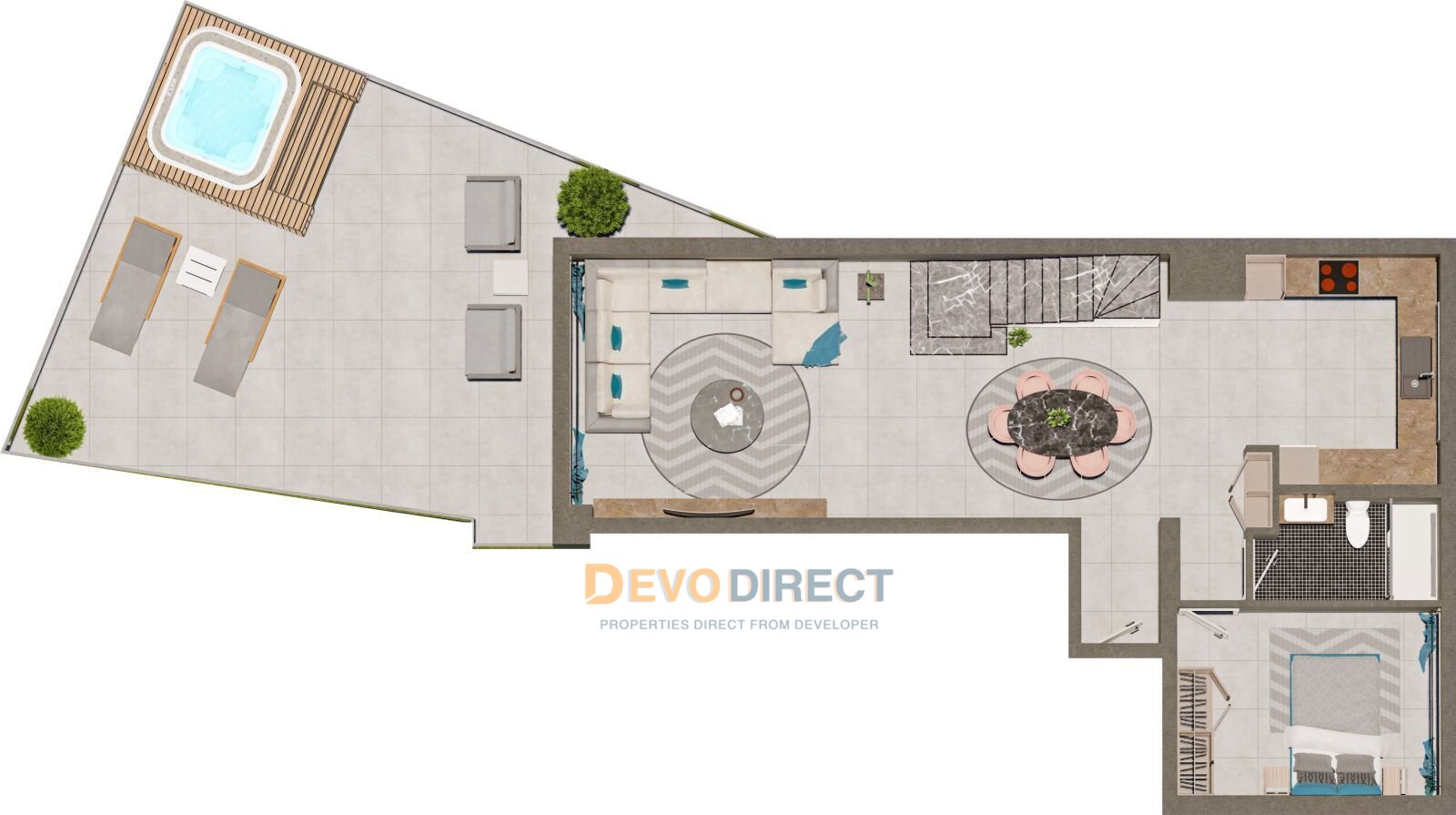 Duplex-Apartment mit 4 Schlafzimmern und Panoramameerblick in Nordzypern