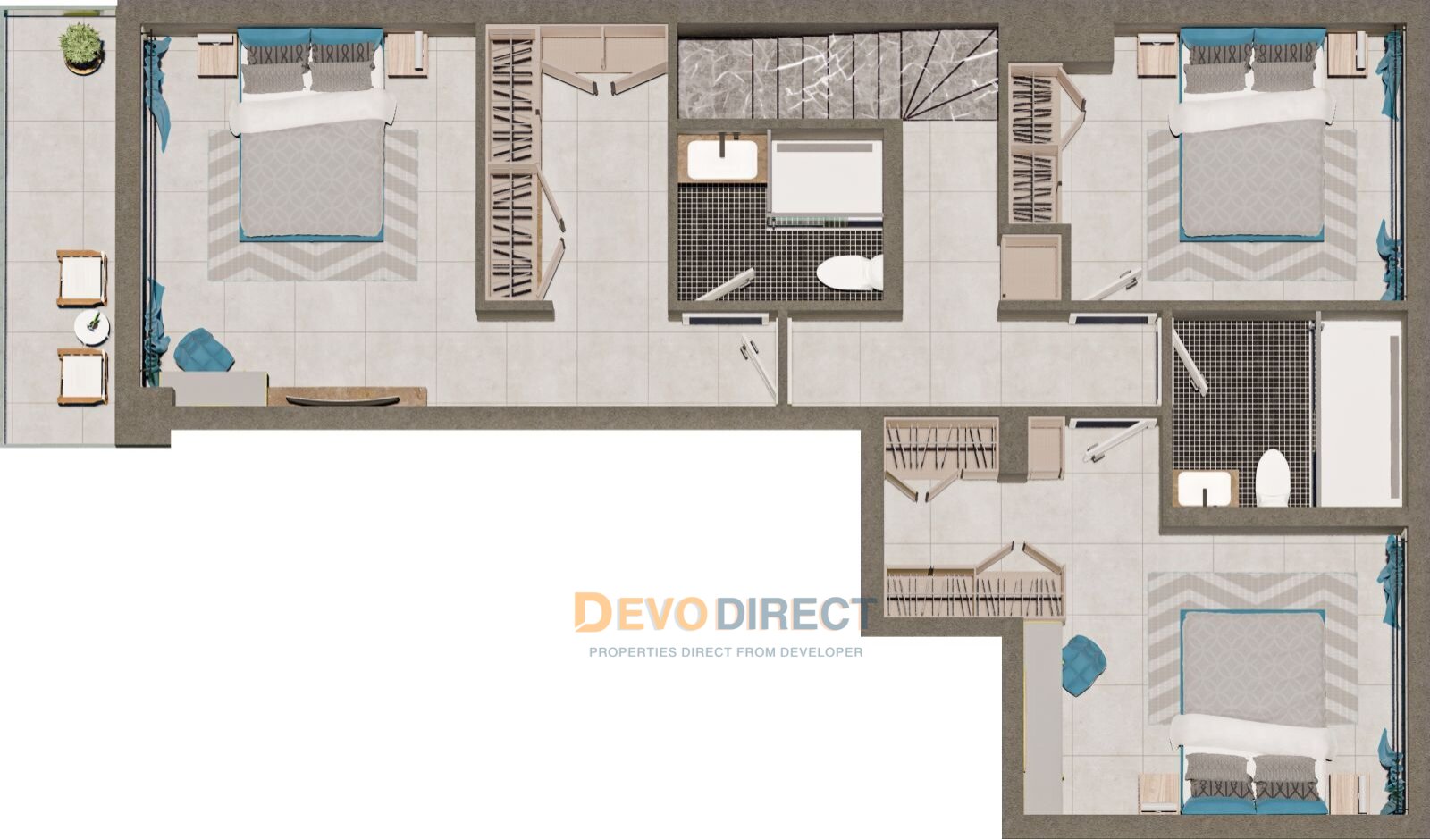 Duplex-Apartment mit 4 Schlafzimmern und Panoramameerblick in Nordzypern