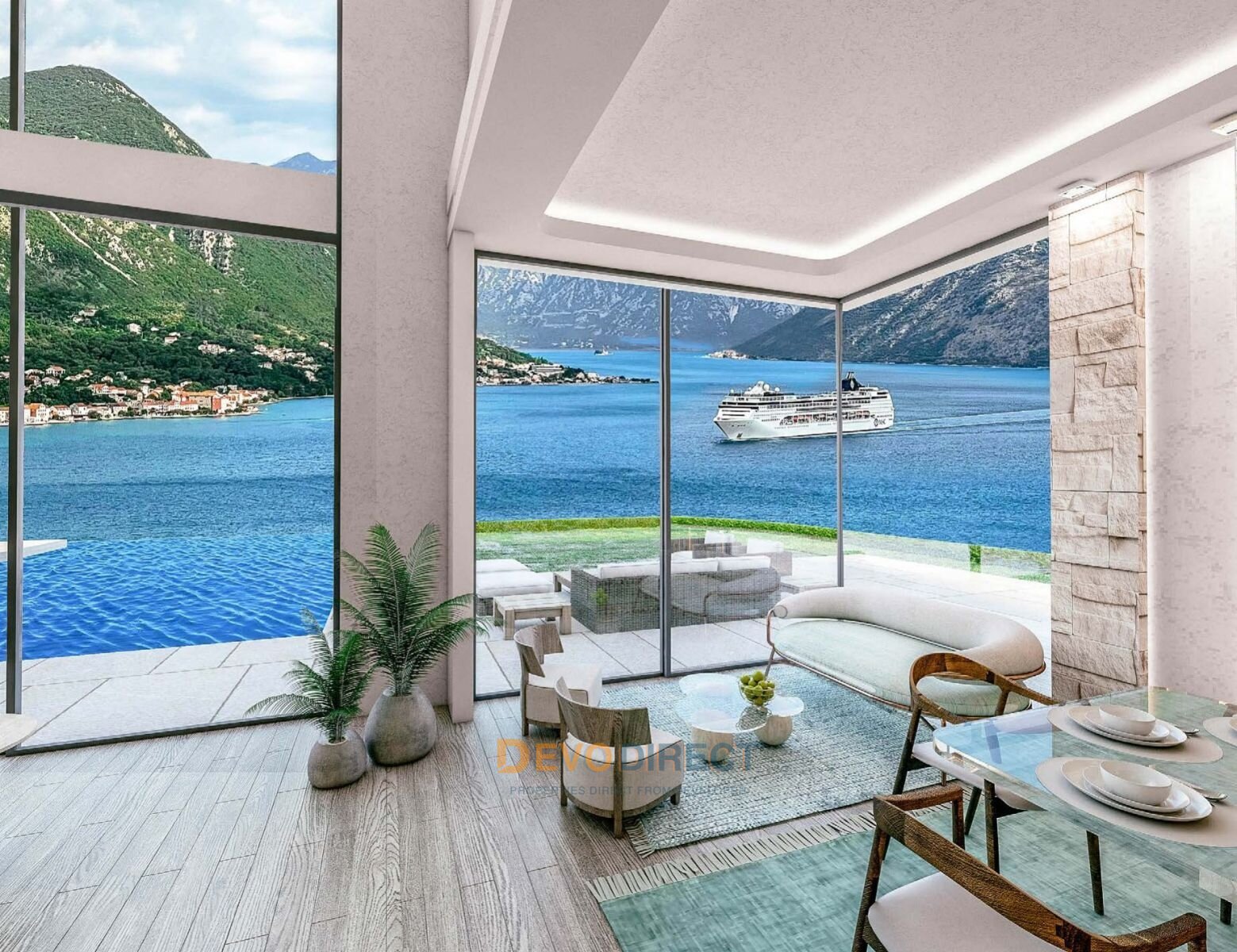 Meerblick 4-Schlafzimmer-Villa zum Verkauf in der Bucht von Kotor