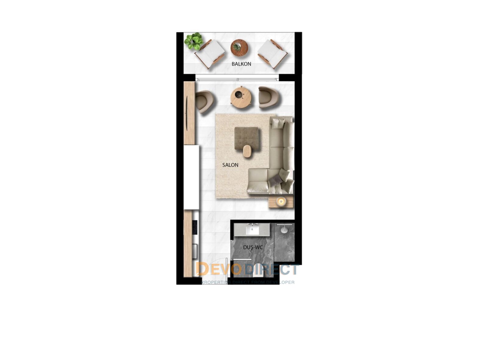 Bezugsfertiges Studio-Apartment mit Meerblick in Nordzypern/Iskel