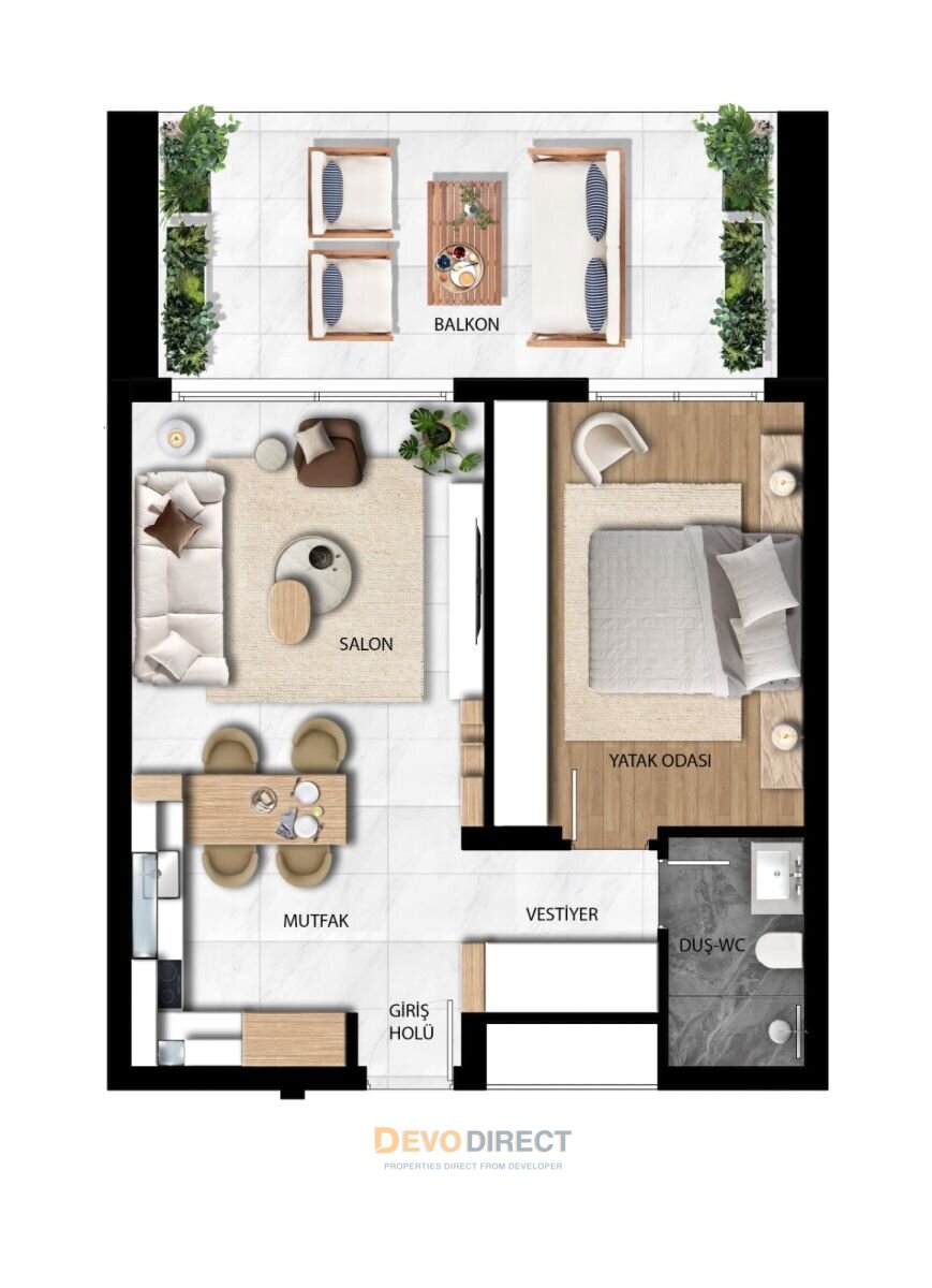 Bezugsfertiges 2-Zimmer-Apartment mit Meerblick in Nordzypern/Iskel