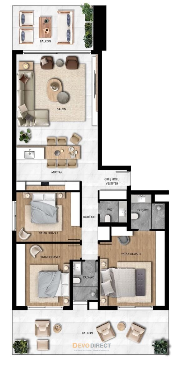 Bezugsfertige 3-Zimmer-Wohnung mit Meerblick in Nordzypern/Iskel