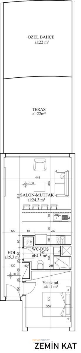 Meerblick 2-Schlafzimmer-Loft-Wohnung zum Verkauf in Nordzypern Iskele