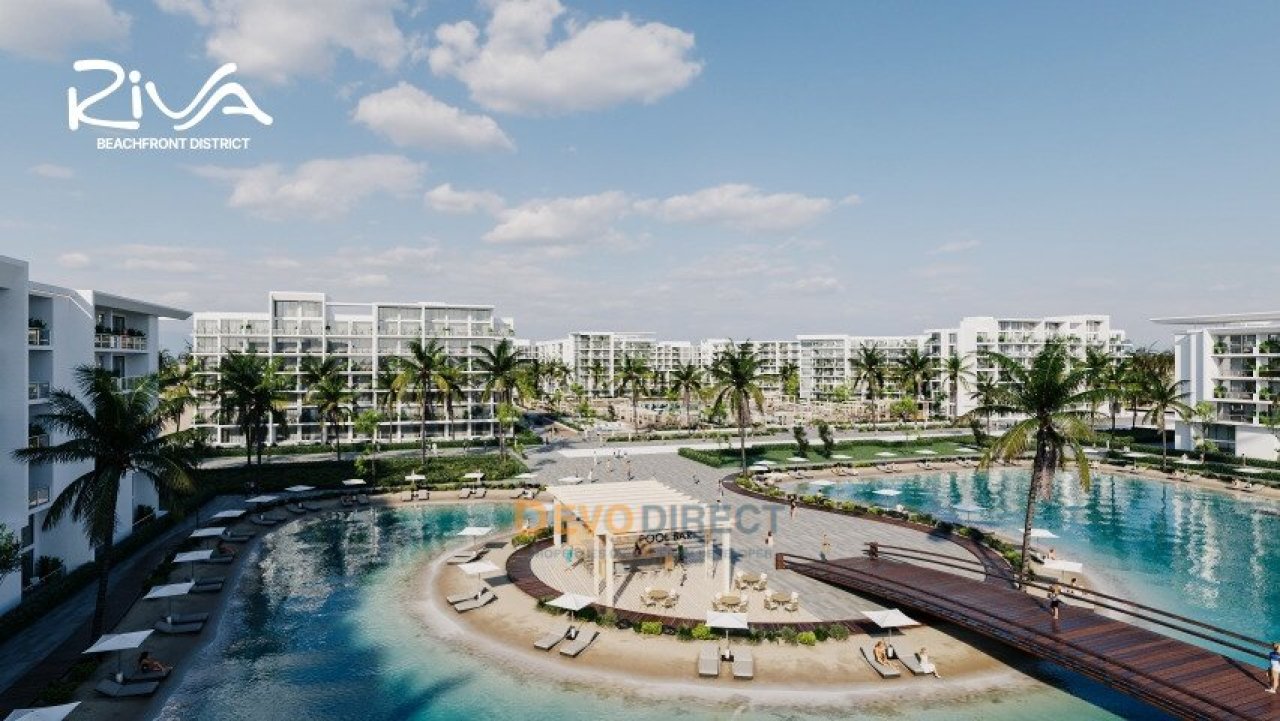 Impressive resort architecture with integrated lagoon landscape and beach promenade Impressive resort architecture with integrated lagoon landscape and beach promenade
